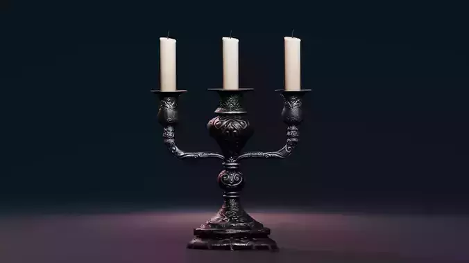 Stylized Halloween Props - Creepy Candlelier Low-poly 3D model