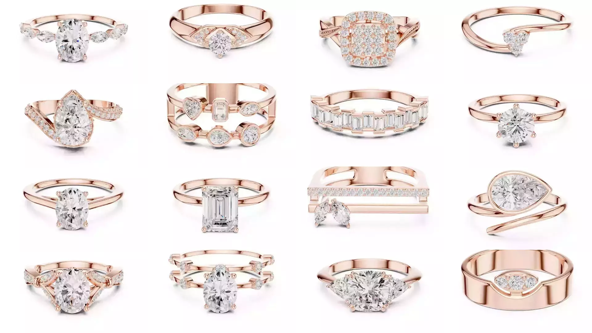 2138 All Diamond Rings 3DM STL FBX OBJ 3 Color Rendering Videos 3D Model Collection_45