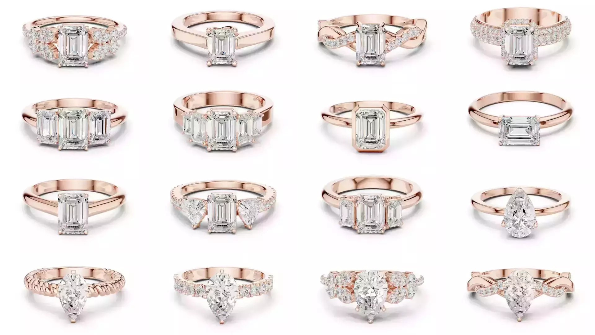 2138 All Diamond Rings 3DM STL FBX OBJ 3 Color Rendering Videos 3D Model Collection_11