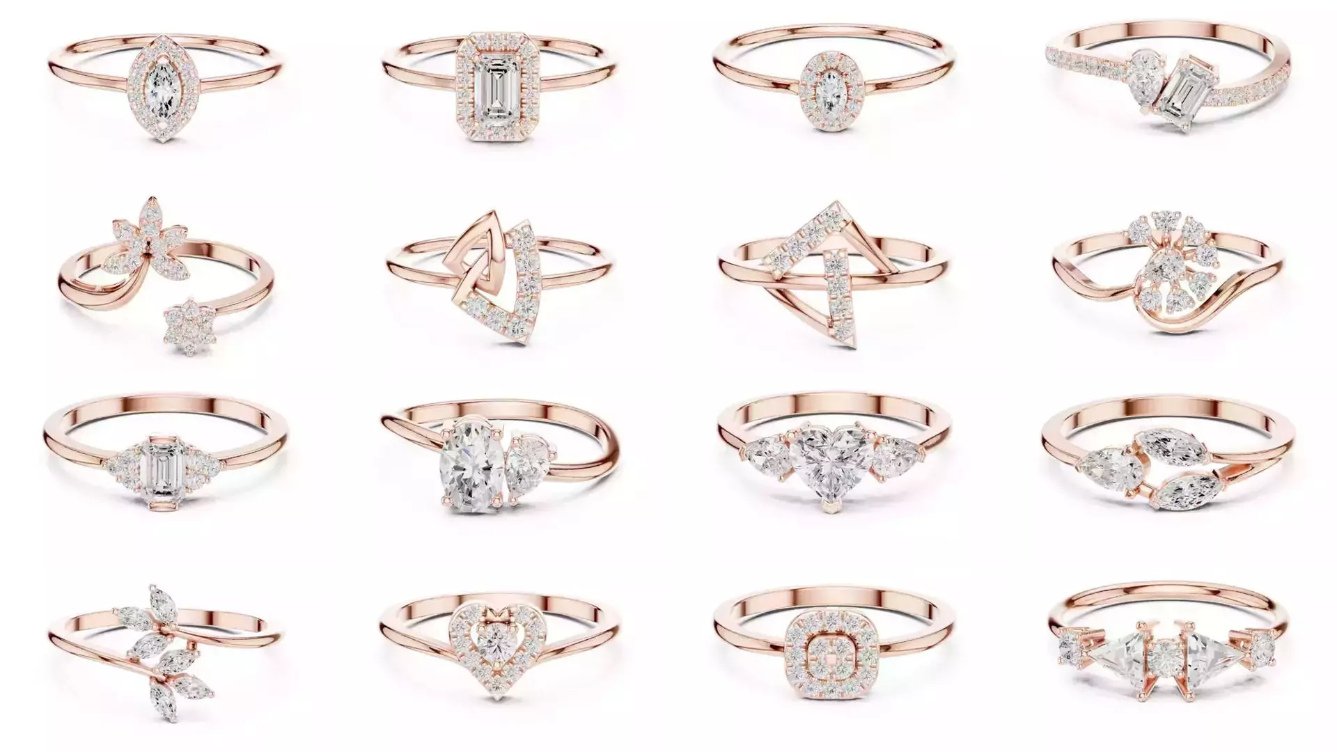 2138 All Diamond Rings 3DM STL FBX OBJ 3 Color Rendering Videos 3D Model Collection_107