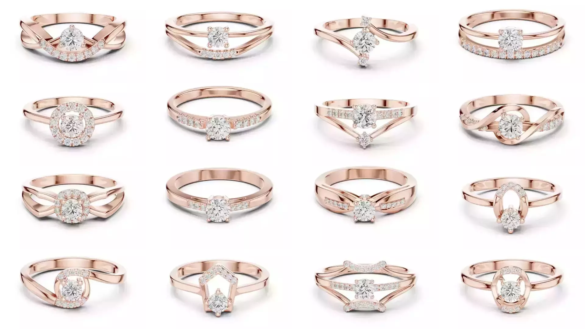 2138 All Diamond Rings 3DM STL FBX OBJ 3 Color Rendering Videos 3D Model Collection_23