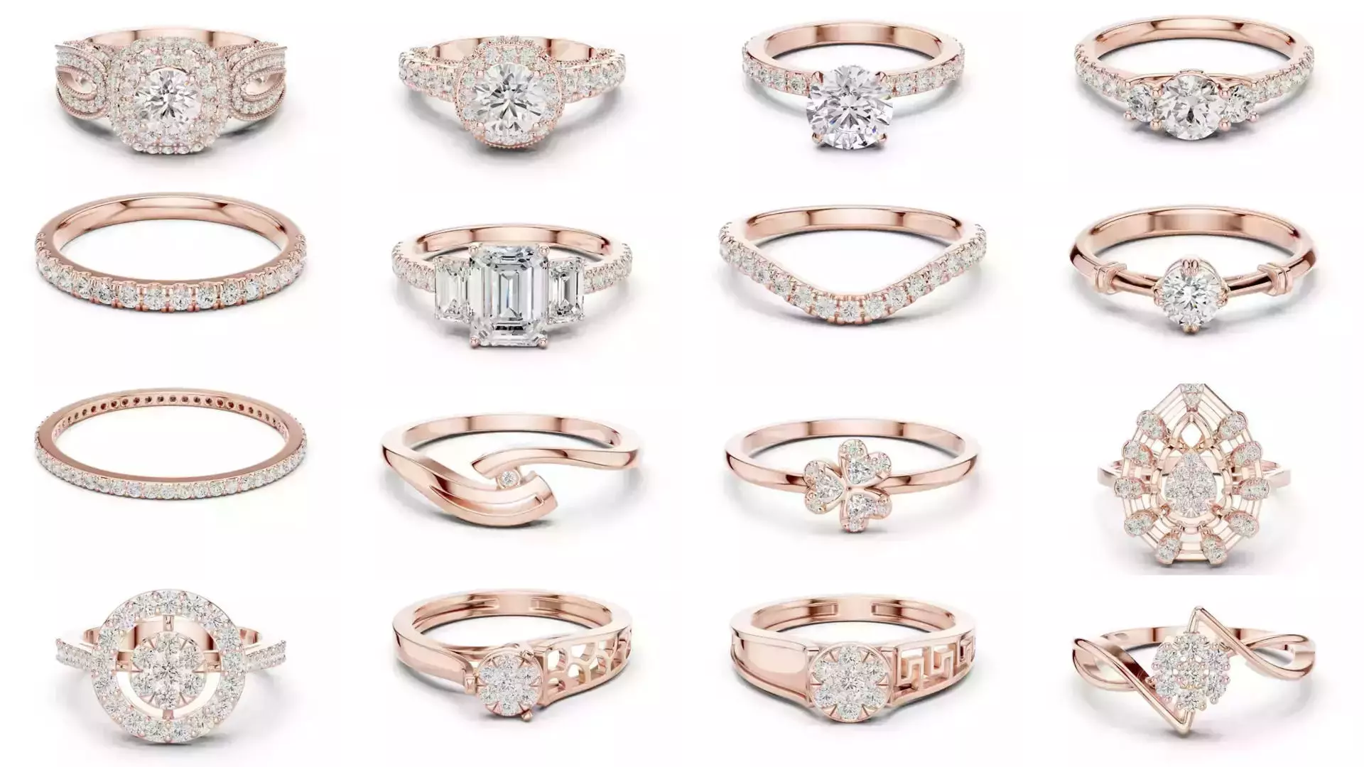 2138 All Diamond Rings 3DM STL FBX OBJ 3 Color Rendering Videos 3D Model Collection_12
