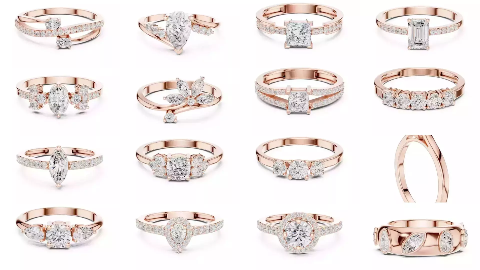 2138 All Diamond Rings 3DM STL FBX OBJ 3 Color Rendering Videos 3D Model Collection_87