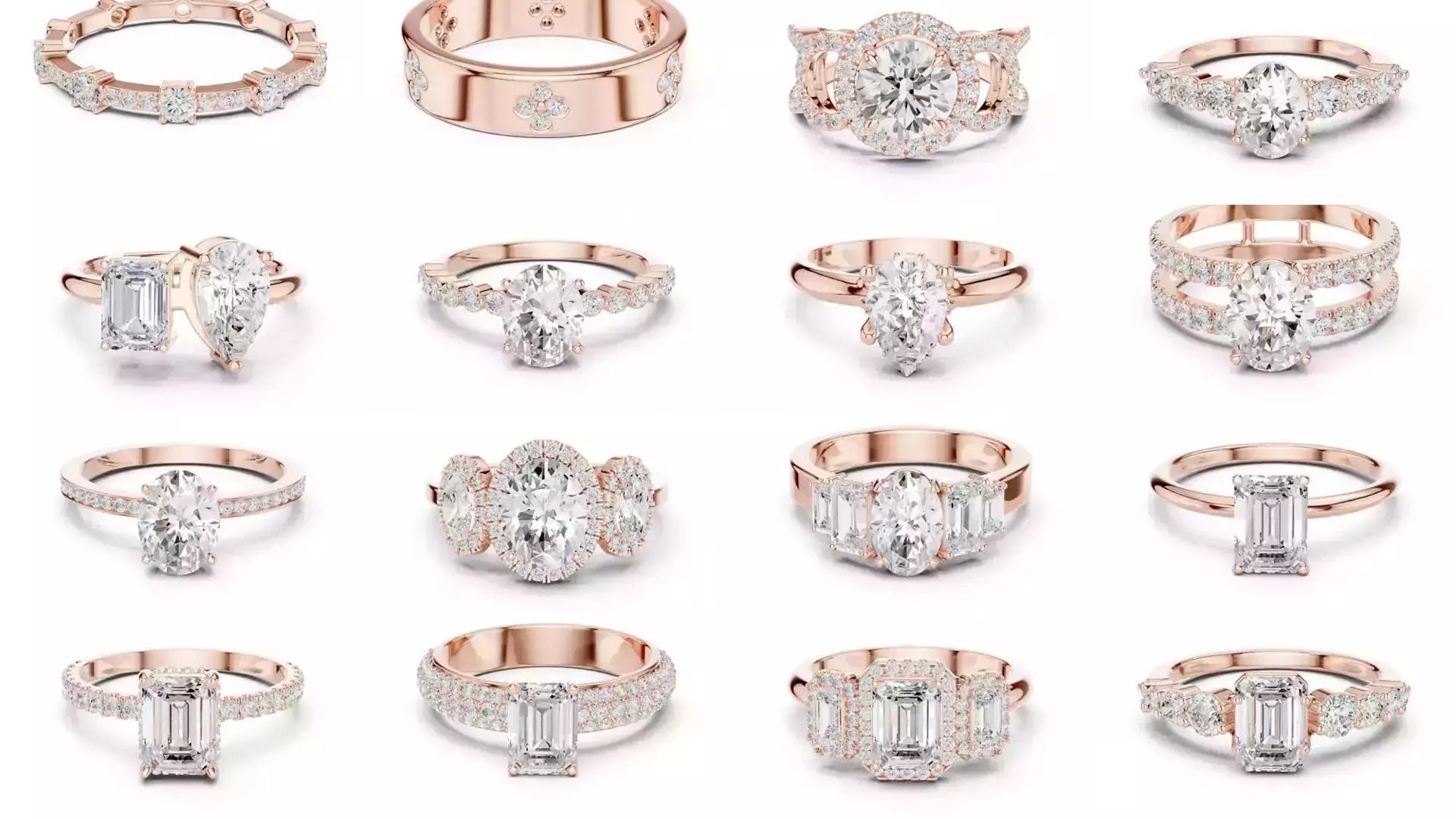 2138 All Diamond Rings 3DM STL FBX OBJ 3 Color Rendering Videos 3D Model Collection_118