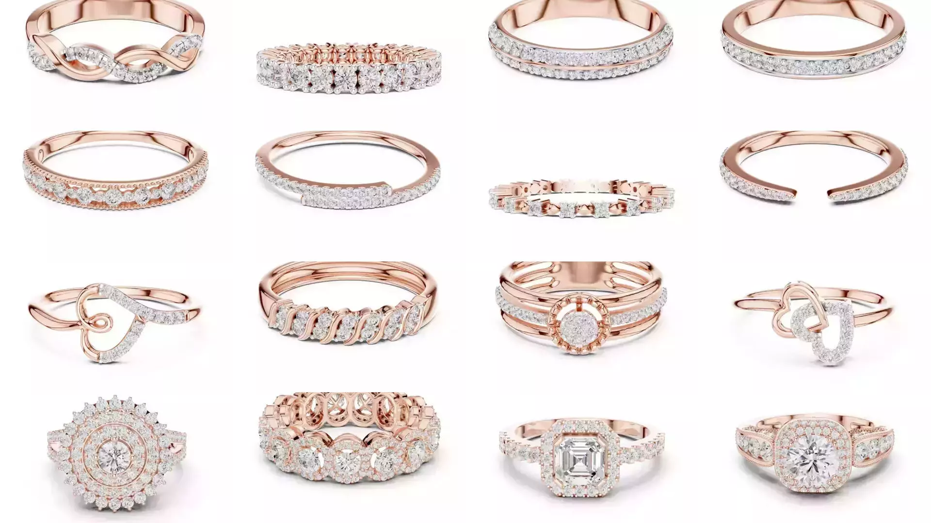 2138 All Diamond Rings 3DM STL FBX OBJ 3 Color Rendering Videos 3D Model Collection_174