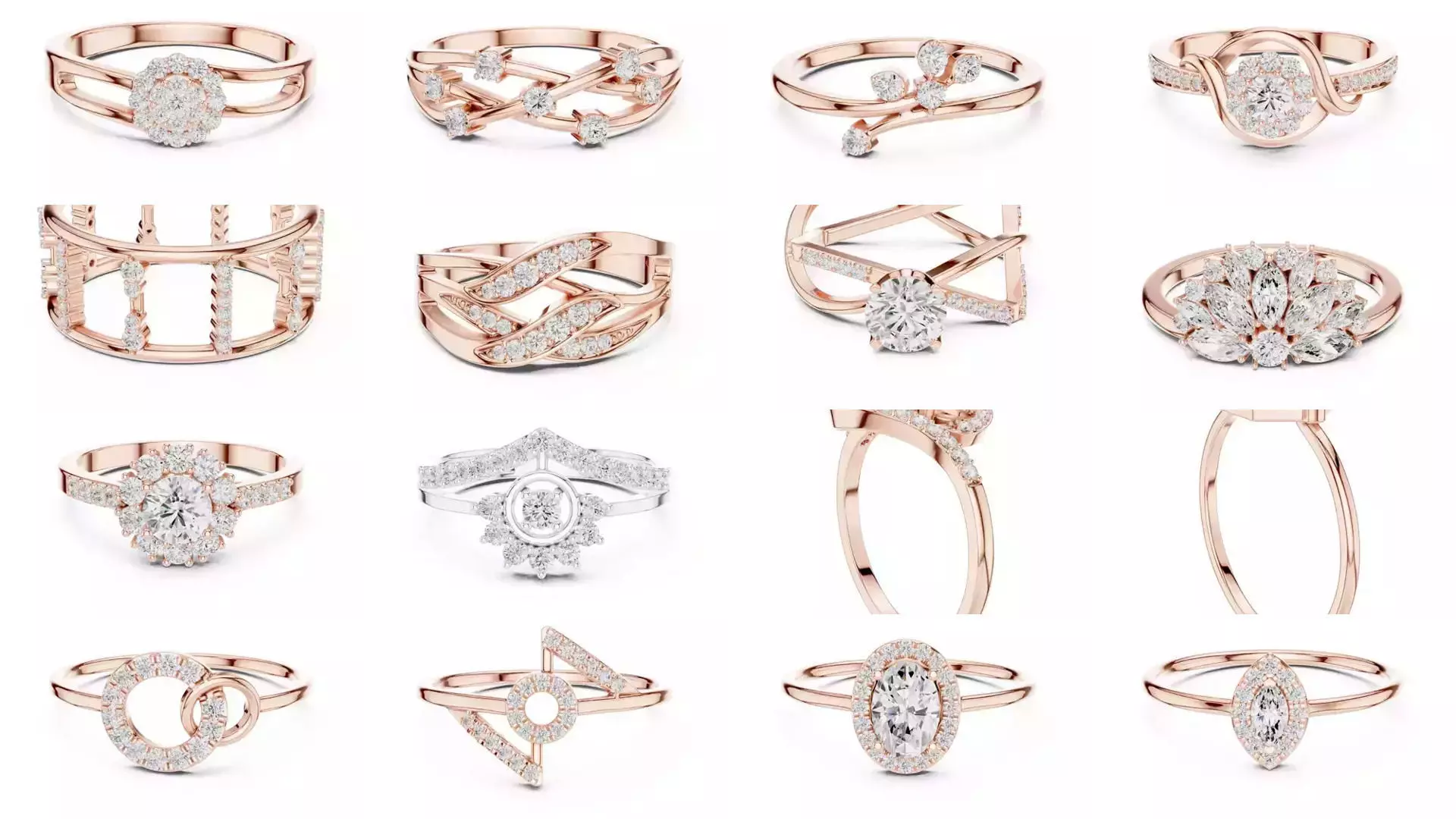 2138 All Diamond Rings 3DM STL FBX OBJ 3 Color Rendering Videos 3D Model Collection_195