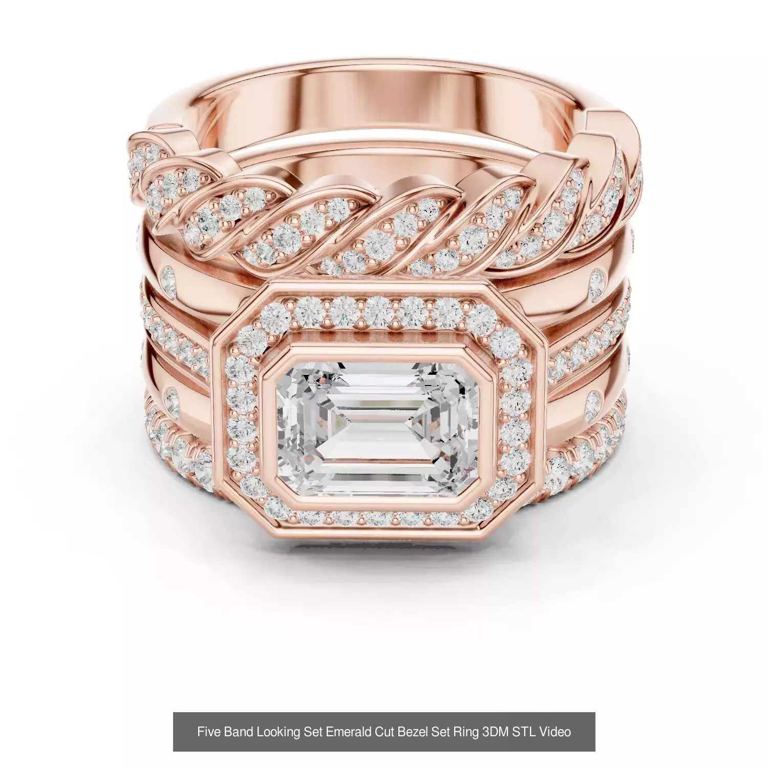 2138 All Diamond Rings 3DM STL FBX OBJ 3 Color Rendering Videos 3D Model Collection_245