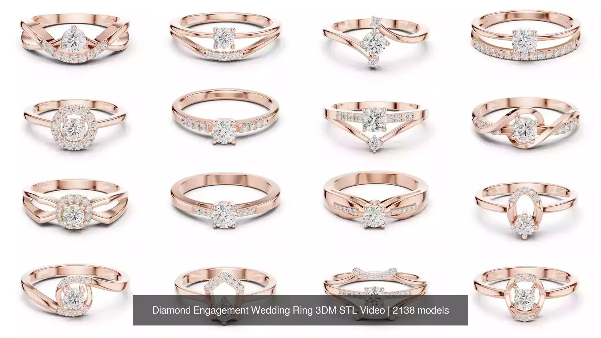 2138 All Diamond Rings 3DM STL FBX OBJ 3 Color Rendering Videos 3D Model Collection_24