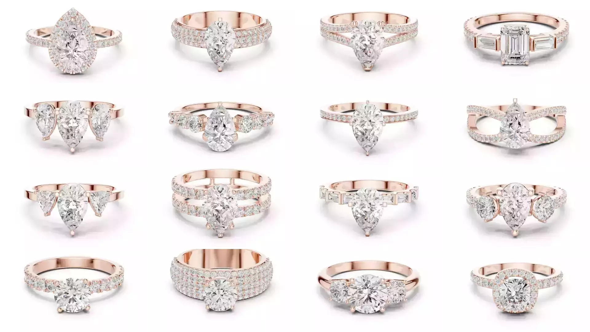 2138 All Diamond Rings 3DM STL FBX OBJ 3 Color Rendering Videos 3D Model Collection_129