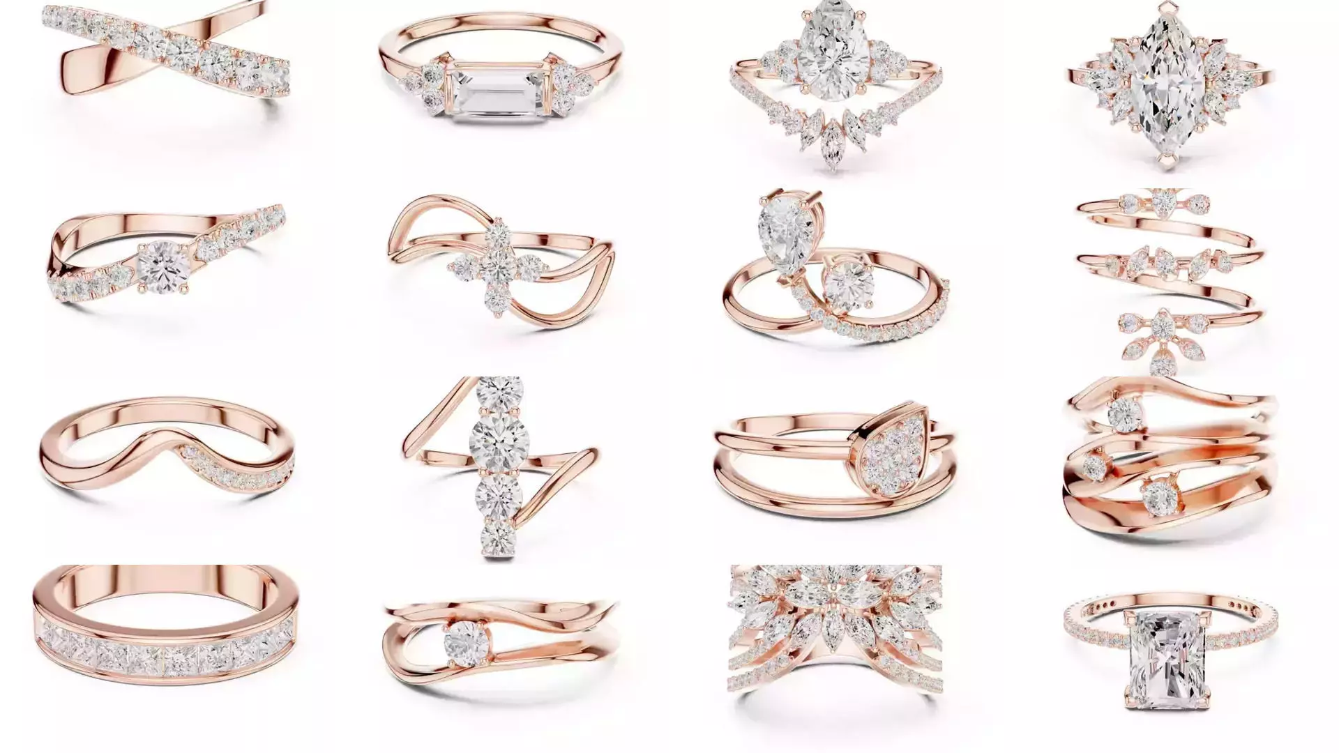 2138 All Diamond Rings 3DM STL FBX OBJ 3 Color Rendering Videos 3D Model Collection_198