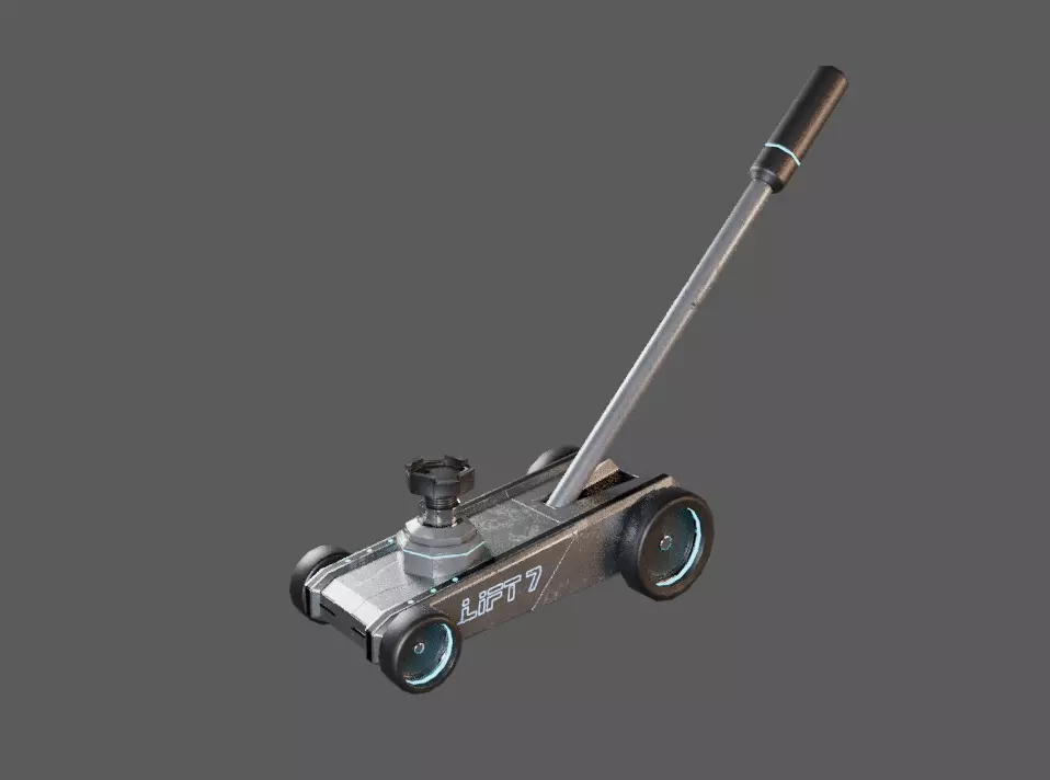 Hydraulic Jack Industrial Sci-Fi Low-Poly Game Asset Low-poly 3D model_6