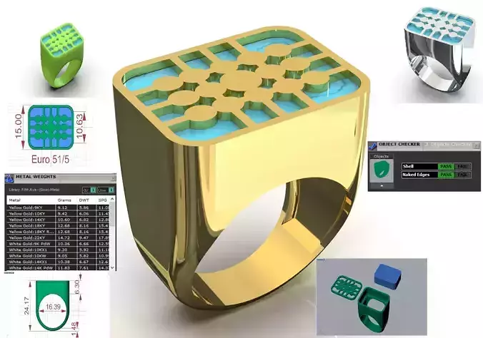 Mens Gold stl obj Ring Model mr0285