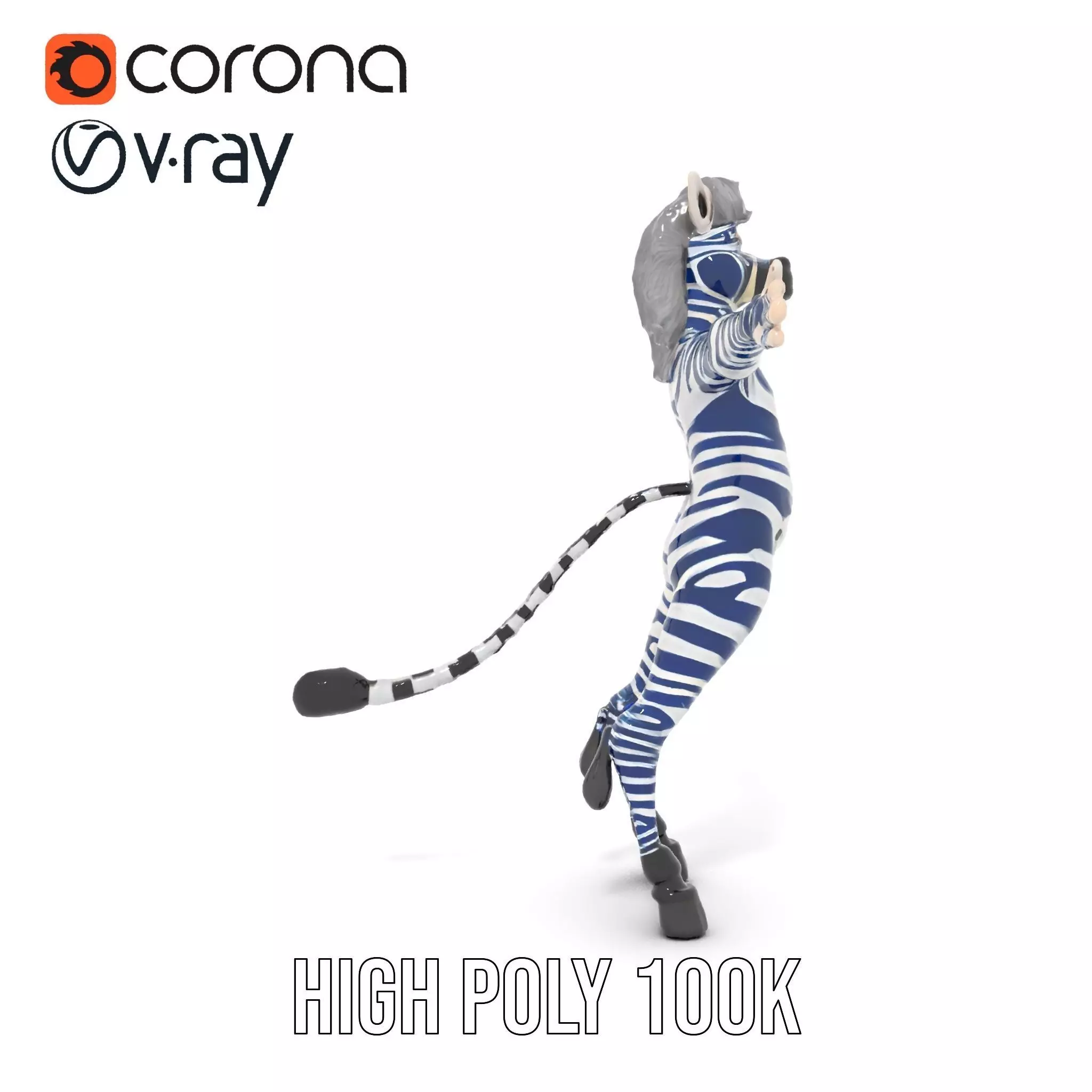 Blue Striped Zebra model pack Low-poly 3D model_34