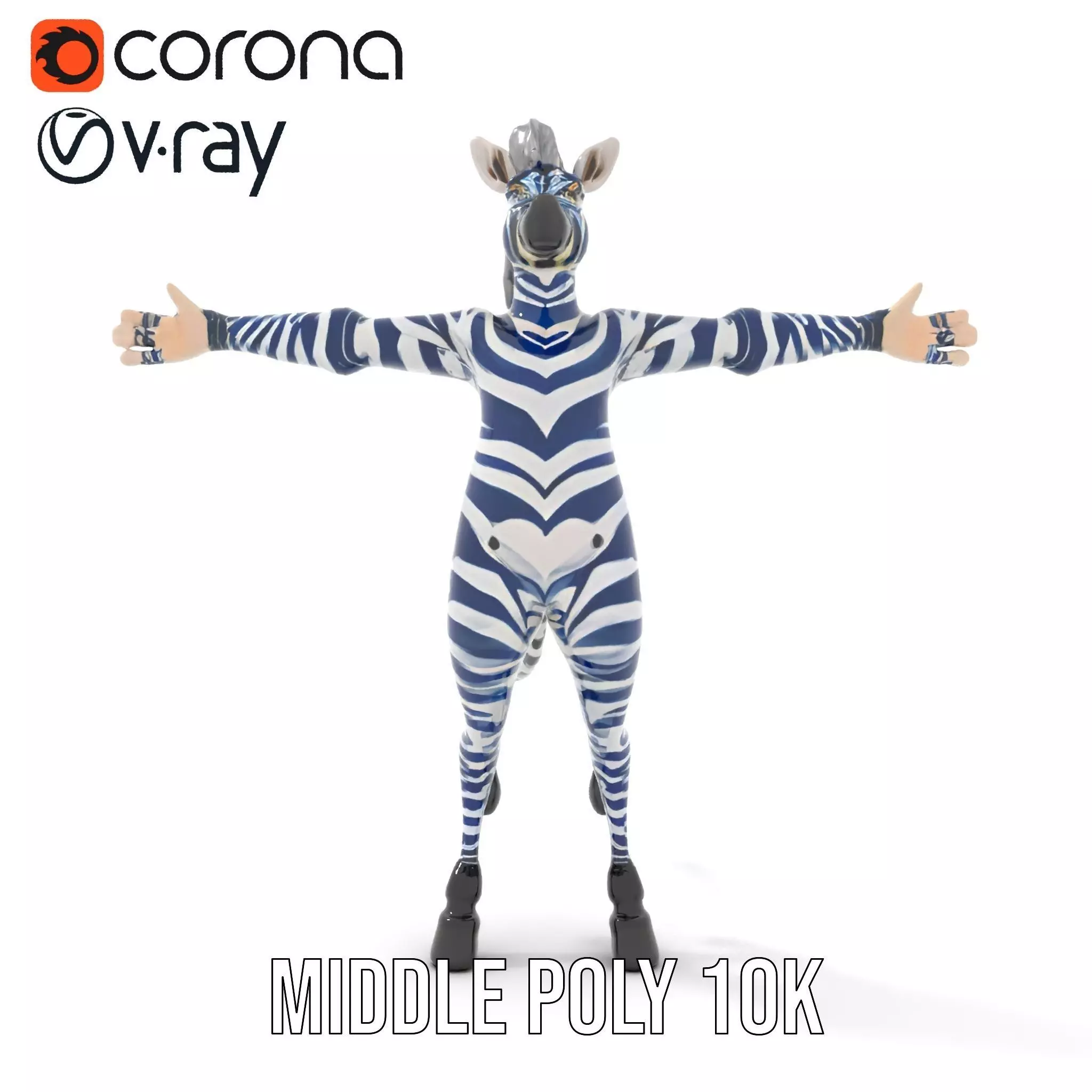 Blue Striped Zebra model pack Low-poly 3D model_11