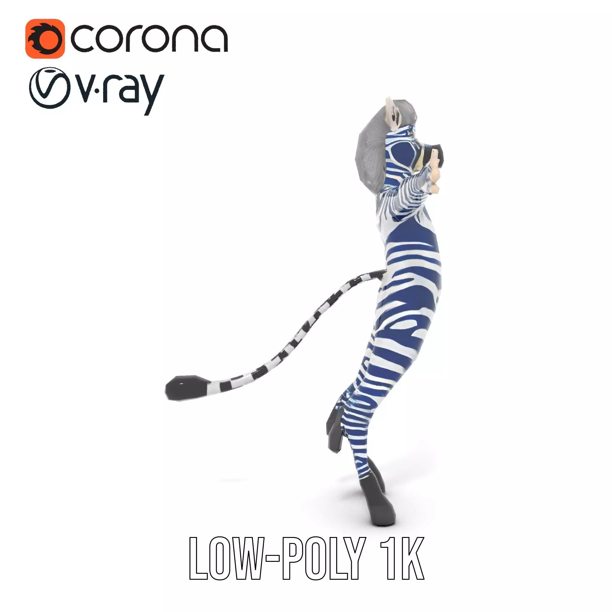 Blue Striped Zebra model pack Low-poly 3D model_20