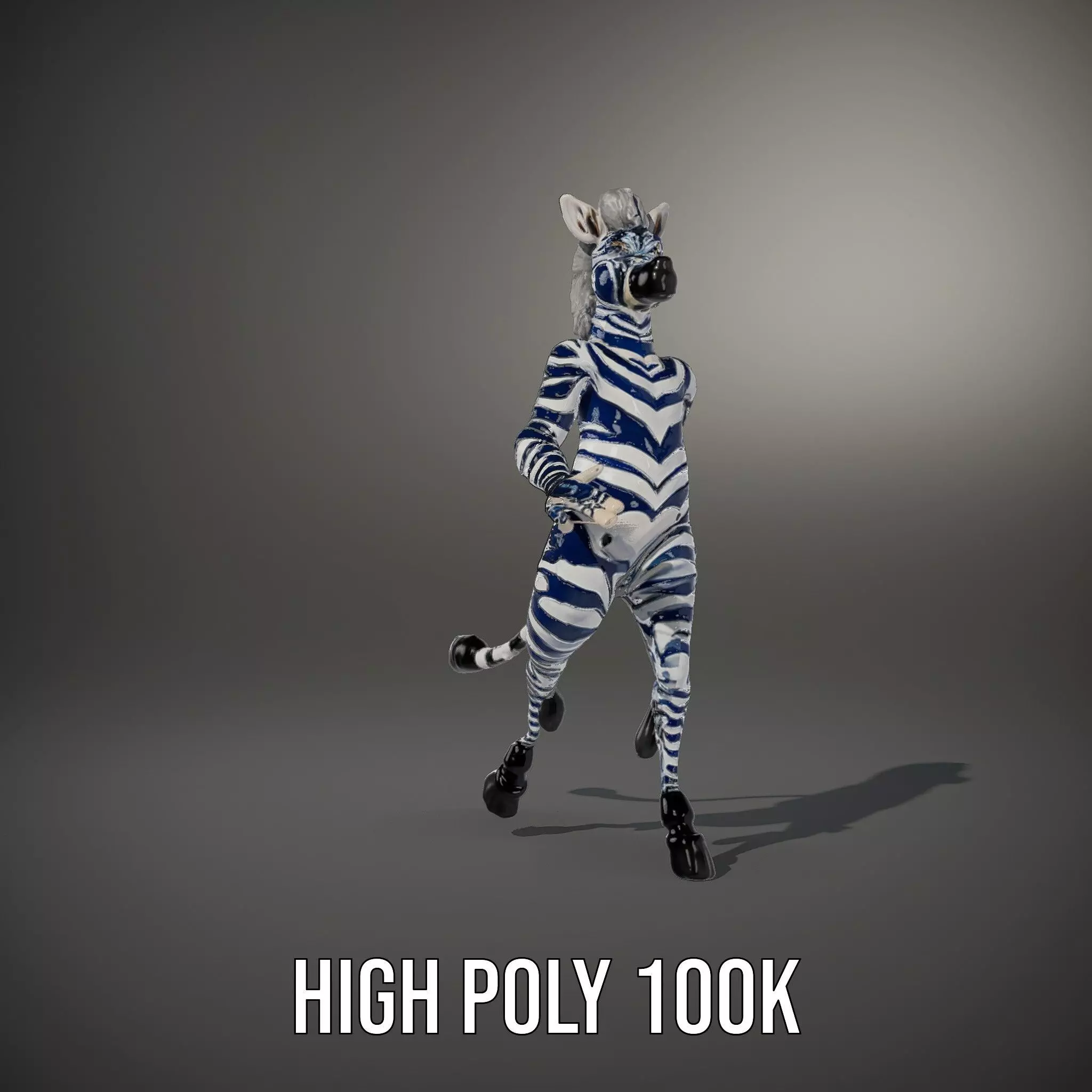 Blue Striped Zebra model pack Low-poly 3D model_9