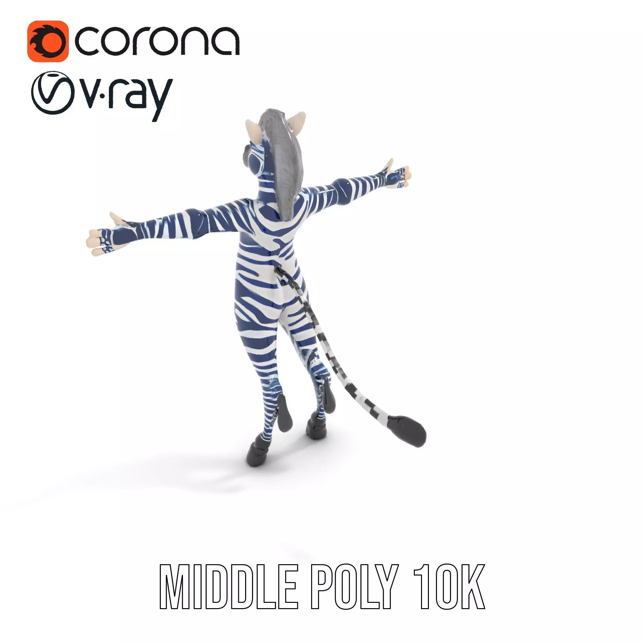 Blue Striped Zebra model pack Low-poly 3D model_14