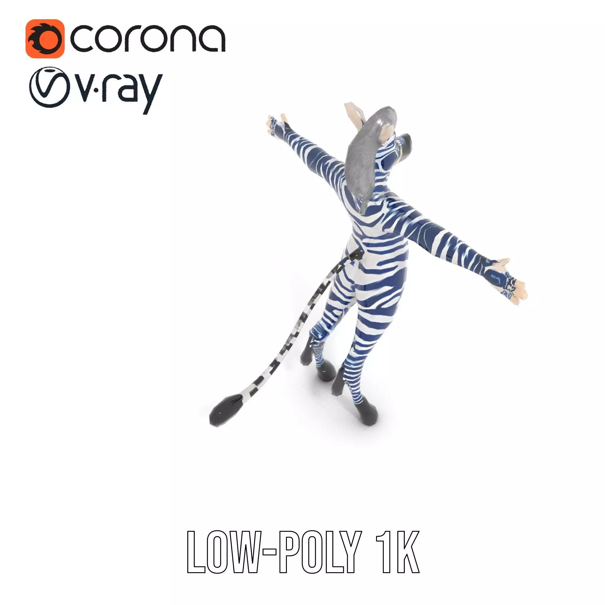 Blue Striped Zebra model pack Low-poly 3D model_17