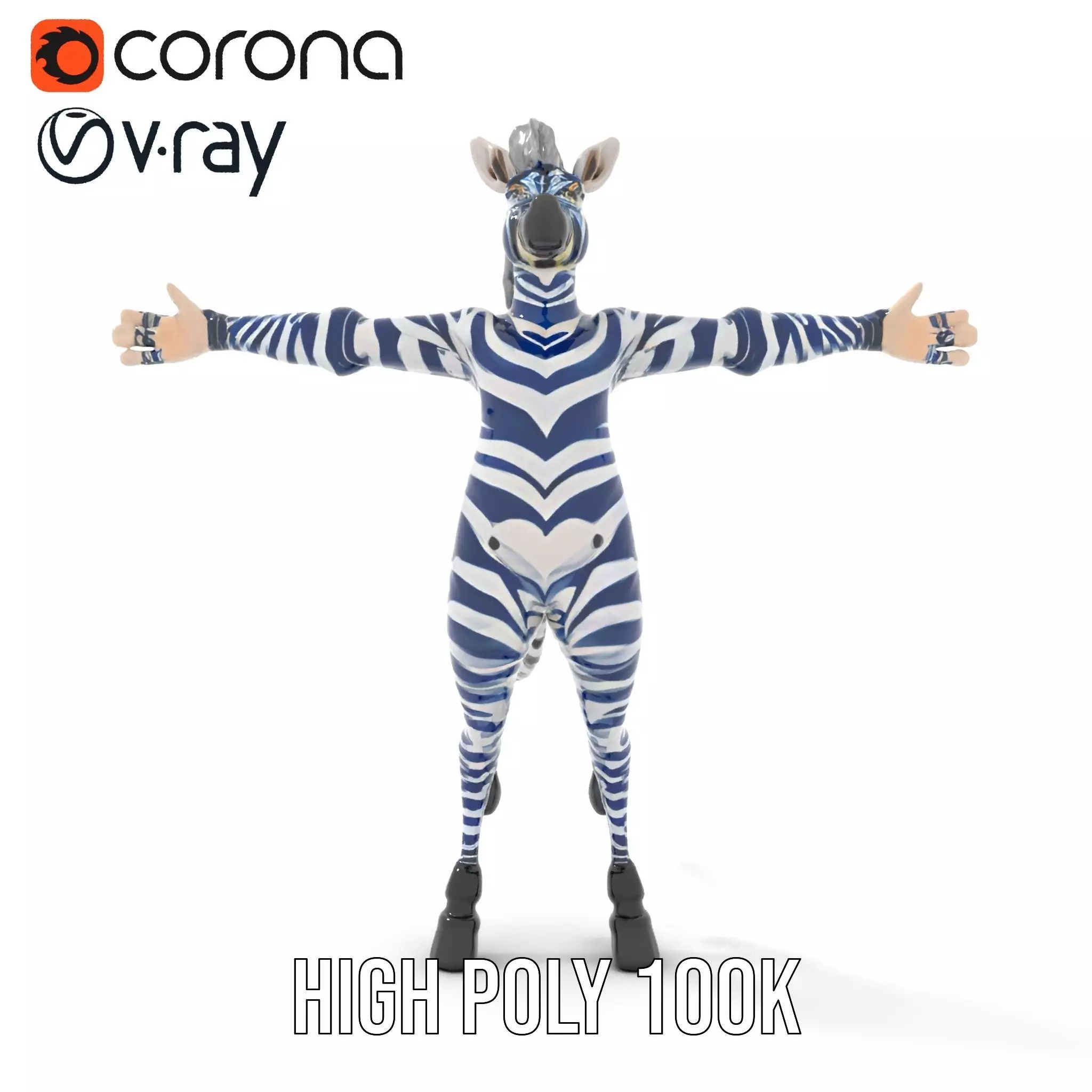 Blue Striped Zebra model pack Low-poly 3D model_24