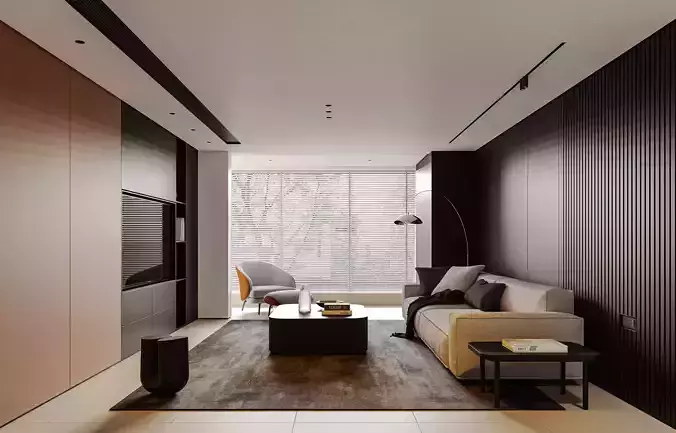 Modern living room dining room interior scenes 408 3D model