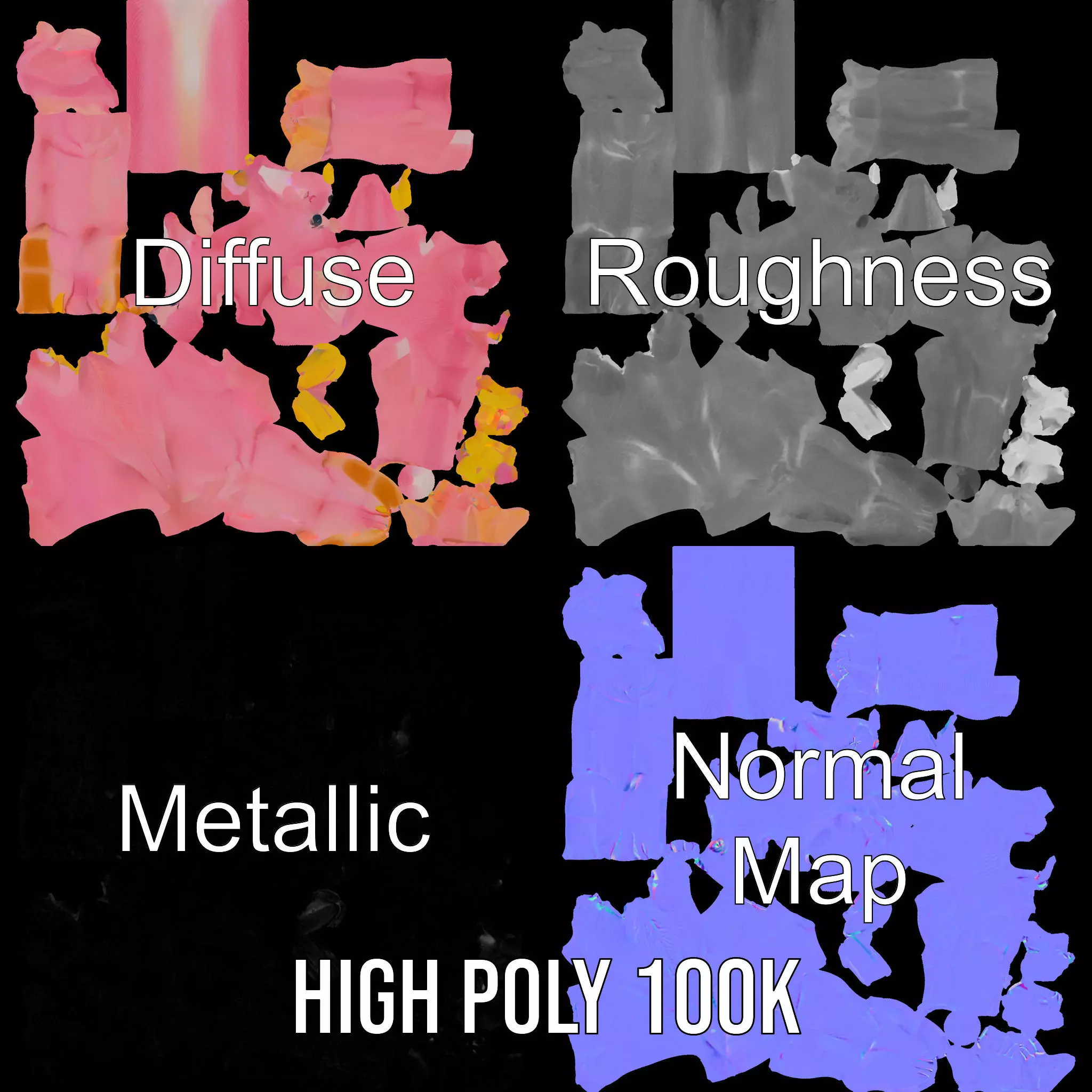 Pink Bunny Costume model pack Low-poly 3D model_4