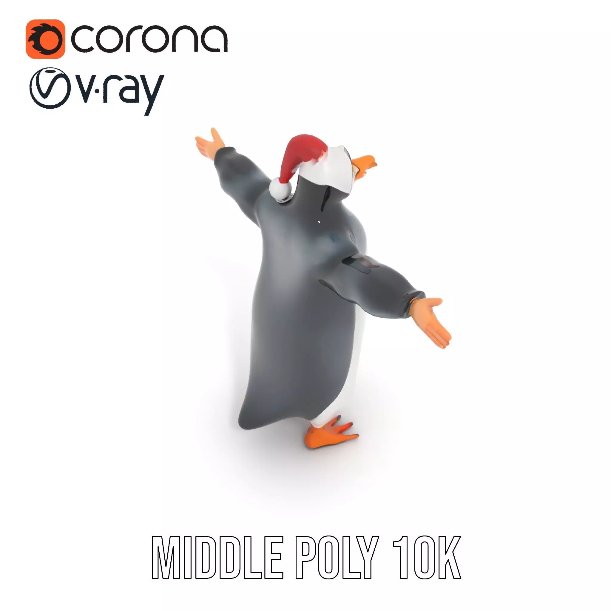 Festive Penguin Holiday model pack Low-poly 3D model_6