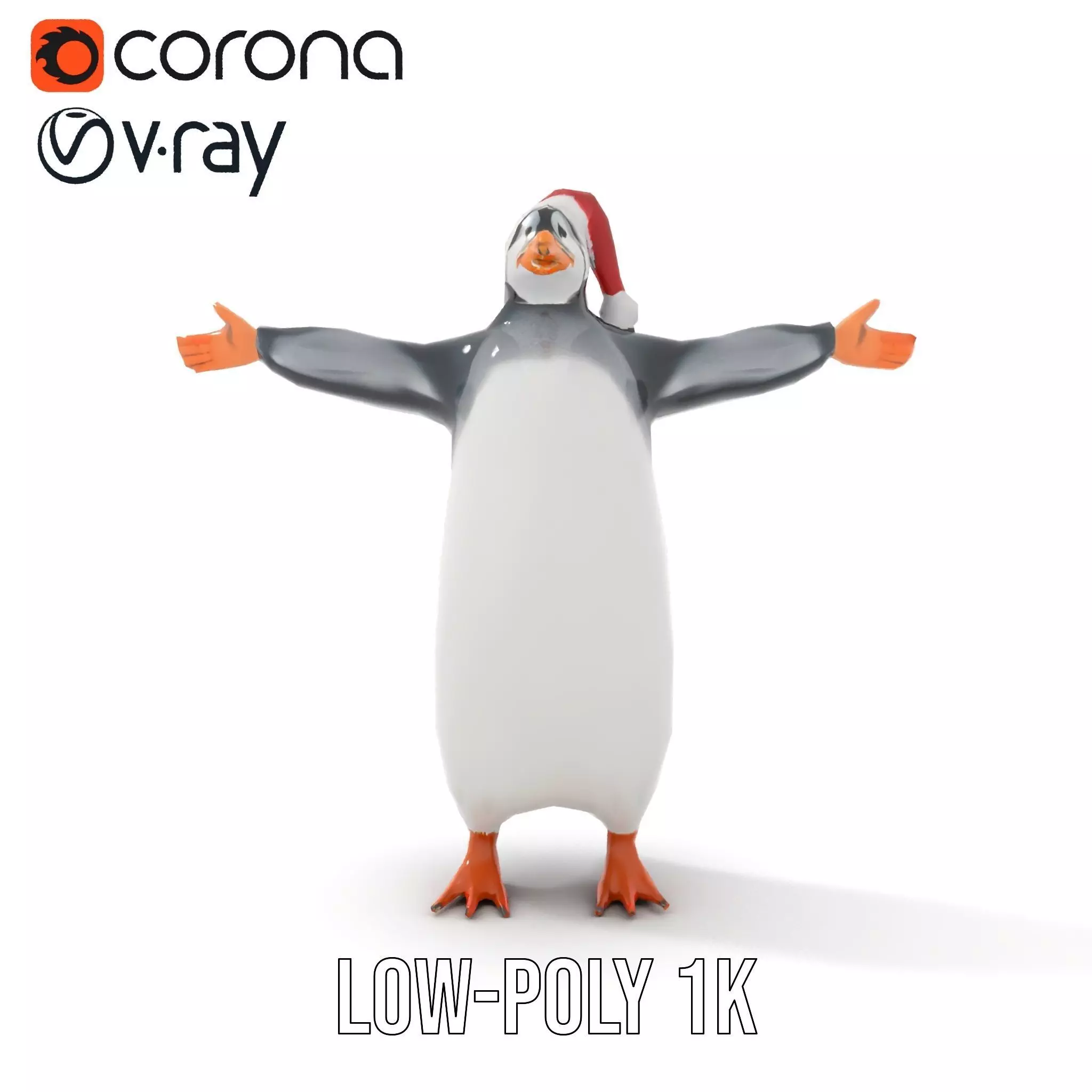 Festive Penguin Holiday model pack Low-poly 3D model_12