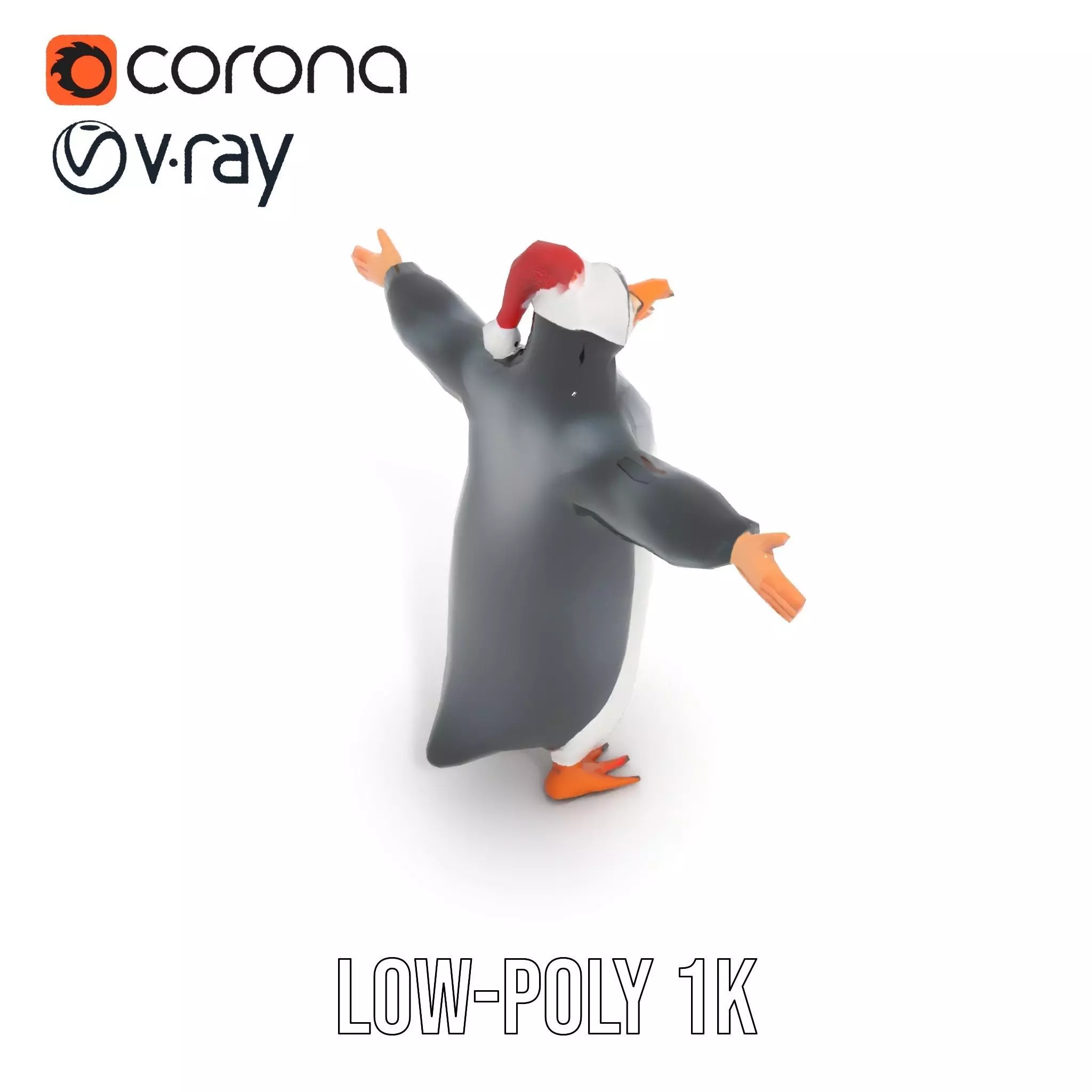 Festive Penguin Holiday model pack Low-poly 3D model_8
