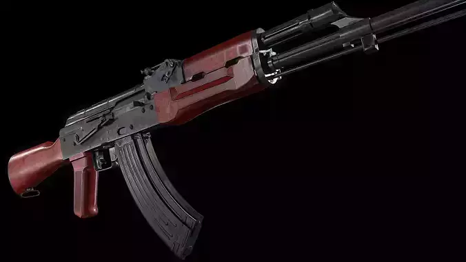 AKM Assault Rifle 3D Model Game Ready Lowpoly PBR FBX OBJ BLEND Low-poly 3D model