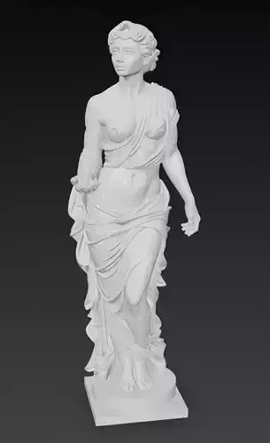 Roman Female Sculpture Luxurious Marble Bust Draped Fabric 3D Low-poly 3D model
