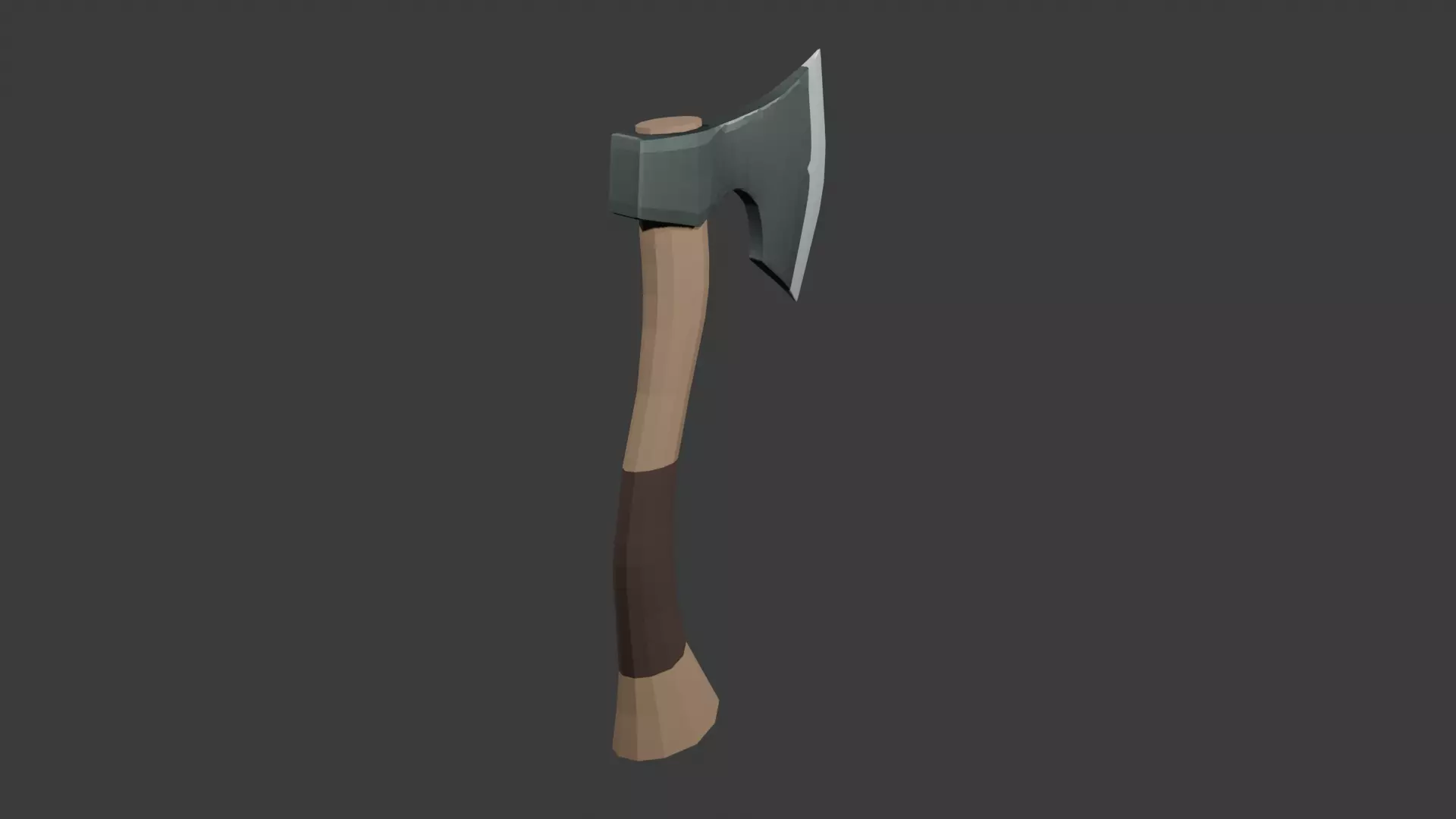 Low poly one hand Axe Low-poly 3D model_4