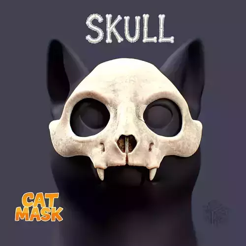 Cat Skull Mask  3D Printable Halloween Cosplay Pet Mask
