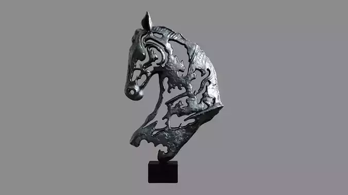 Nickel Horse Head Sculpture