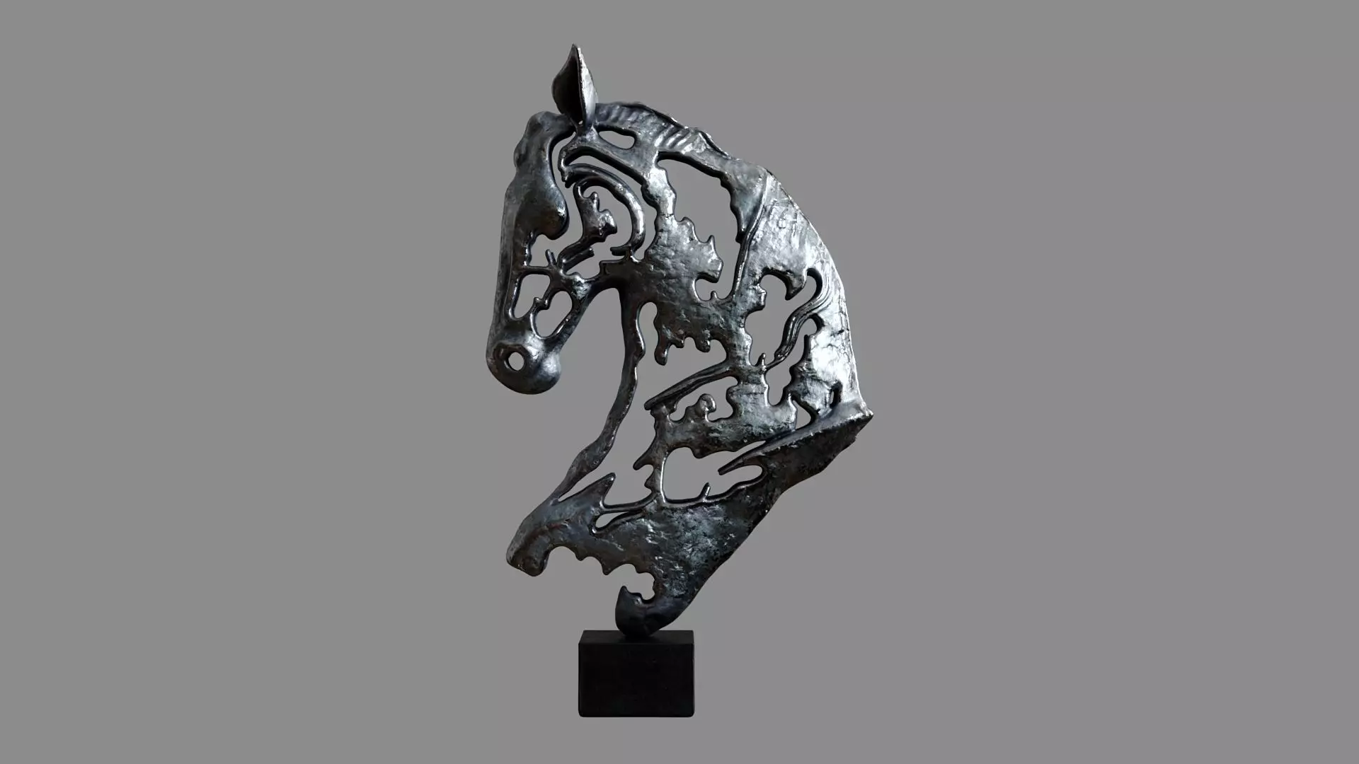 Nickel Horse Head Sculpture 3D model