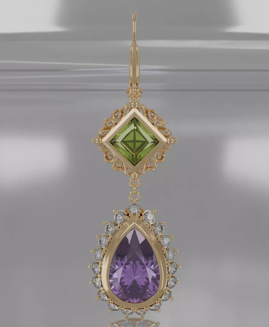 Aurelis earrings set 3D model jewelry 3D model_1