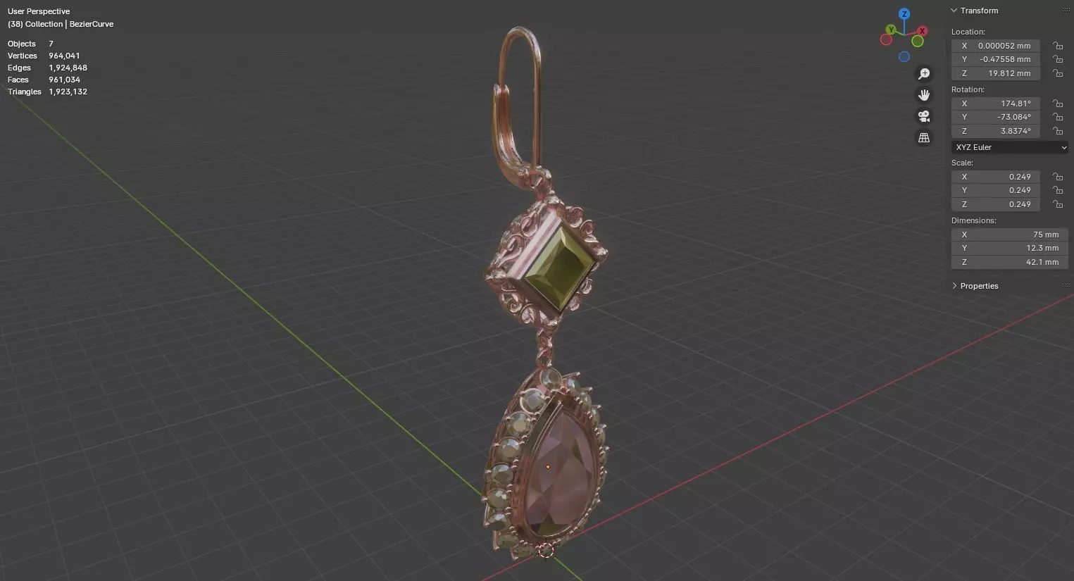 Aurelis earrings set 3D model jewelry 3D model_53