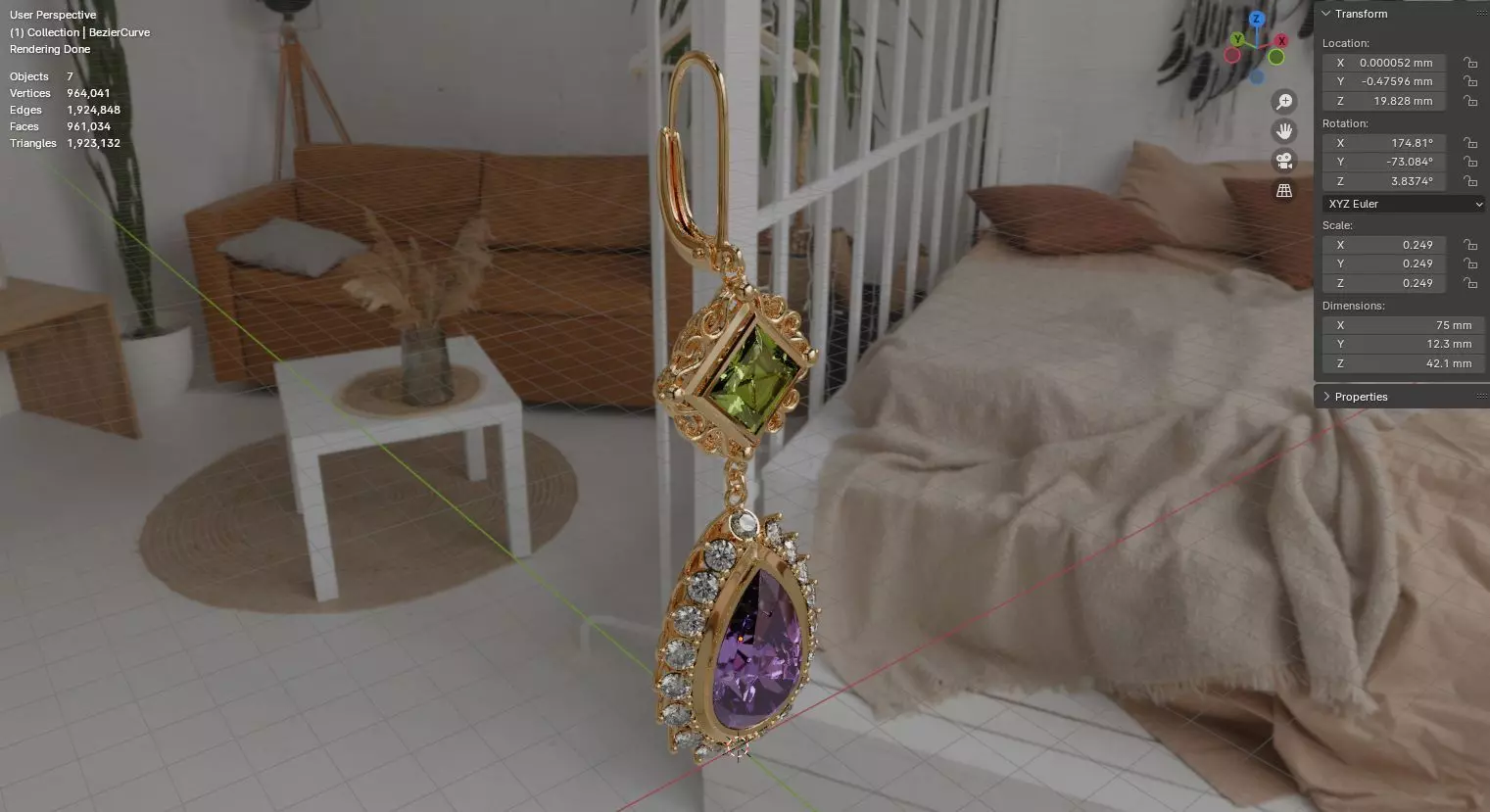 Aurelis earrings set 3D model jewelry 3D model_50