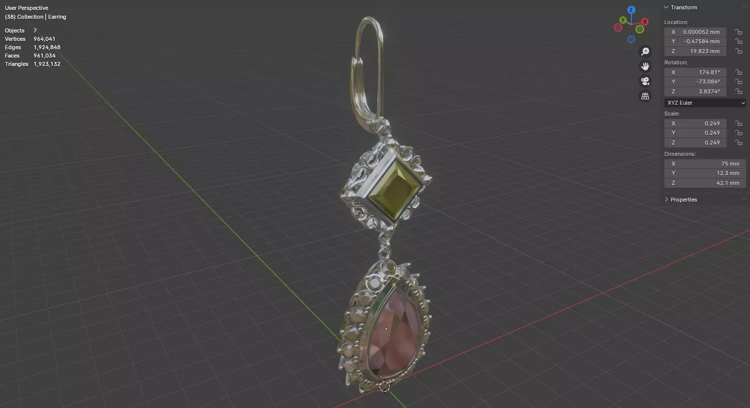 Aurelis earrings set 3D model jewelry 3D model_51