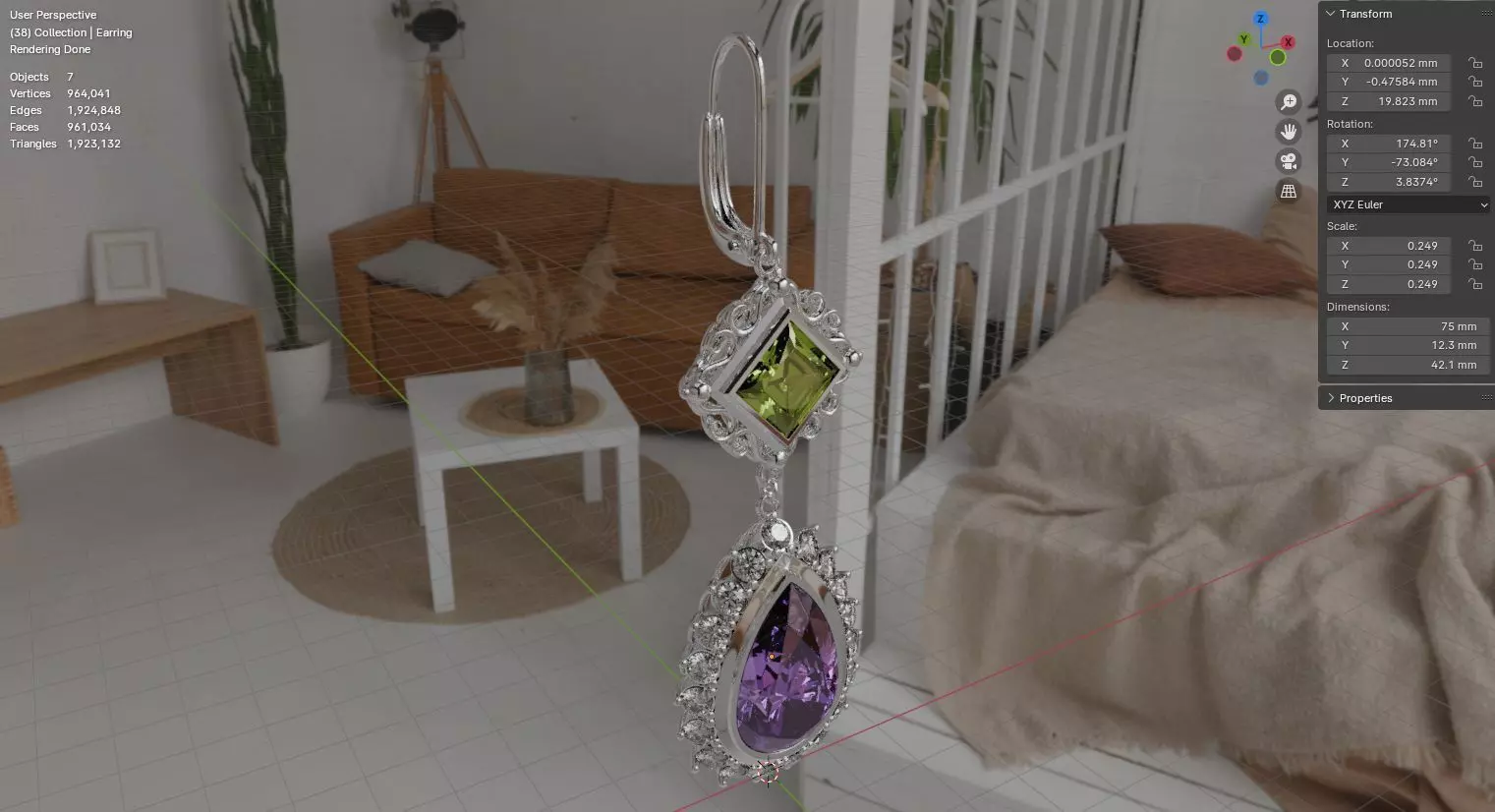 Aurelis earrings set 3D model jewelry 3D model_52