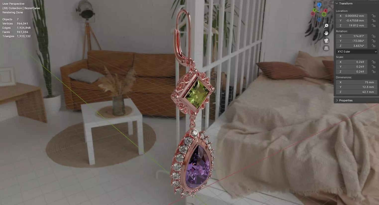 Aurelis earrings set 3D model jewelry 3D model_54