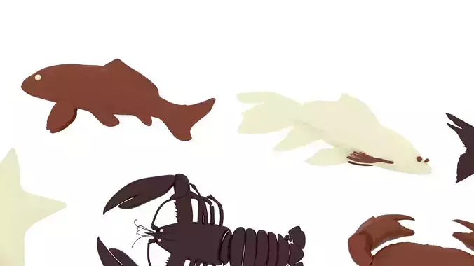 Chocolate Sea Creatures Set 3D model 7