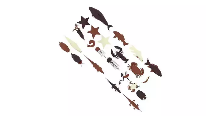 Chocolate Sea Creatures Set 3D model 2