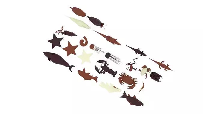 Chocolate Sea Creatures Set 3D model 5