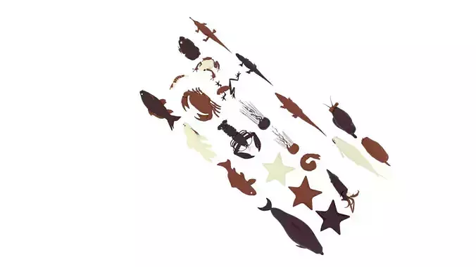 Chocolate Sea Creatures Set 3D model 4