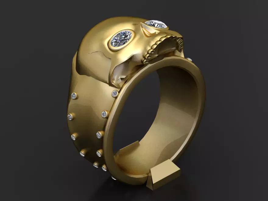 Diamond Skull Ring 3D print model