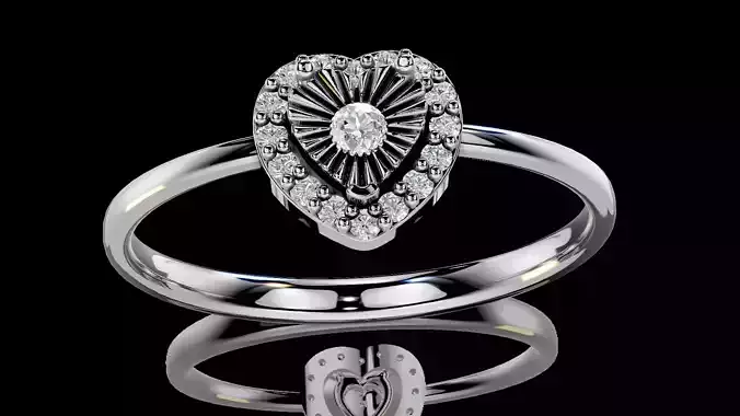 Heart Miracle Plate Setting Halo Ring