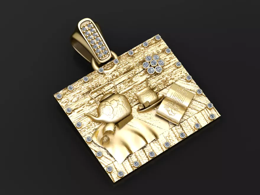 Golden Tea-Time Pendant 3D print model