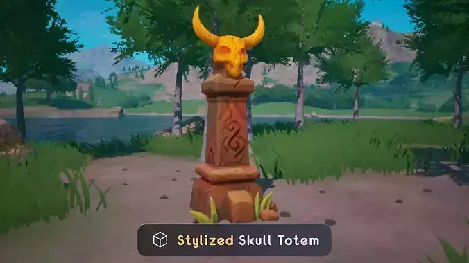 Stylized Skull Totem PBR Game Ready