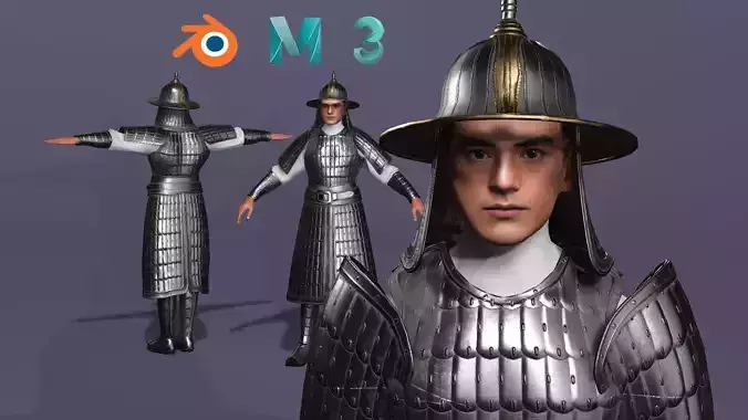 Realistic Ancient Chinese General UE5 ZhaoYun Three Kingdoms Low-poly 3D model