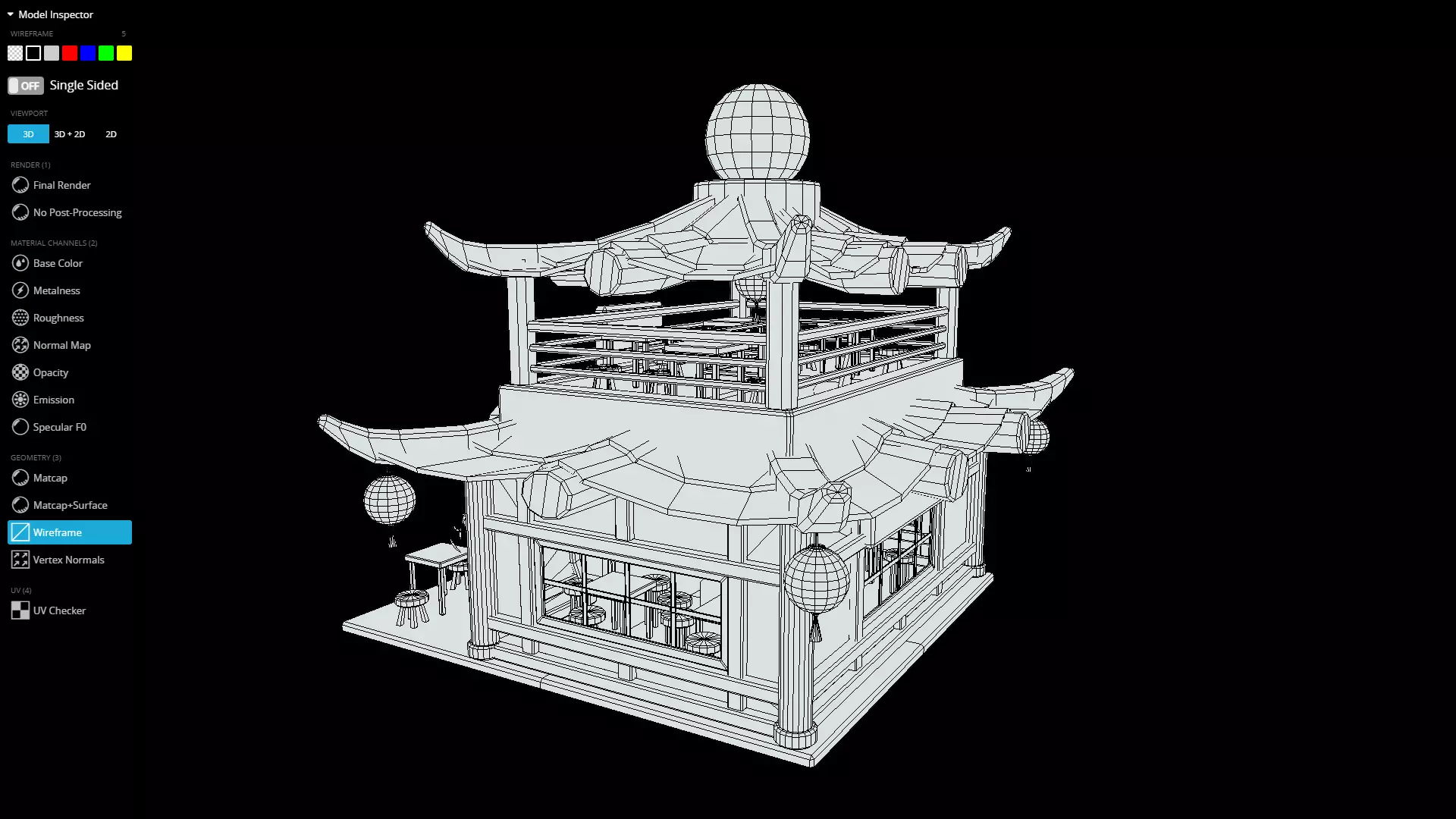Stylized Chinese Teahouse Diorama Low-poly 3D model_11
